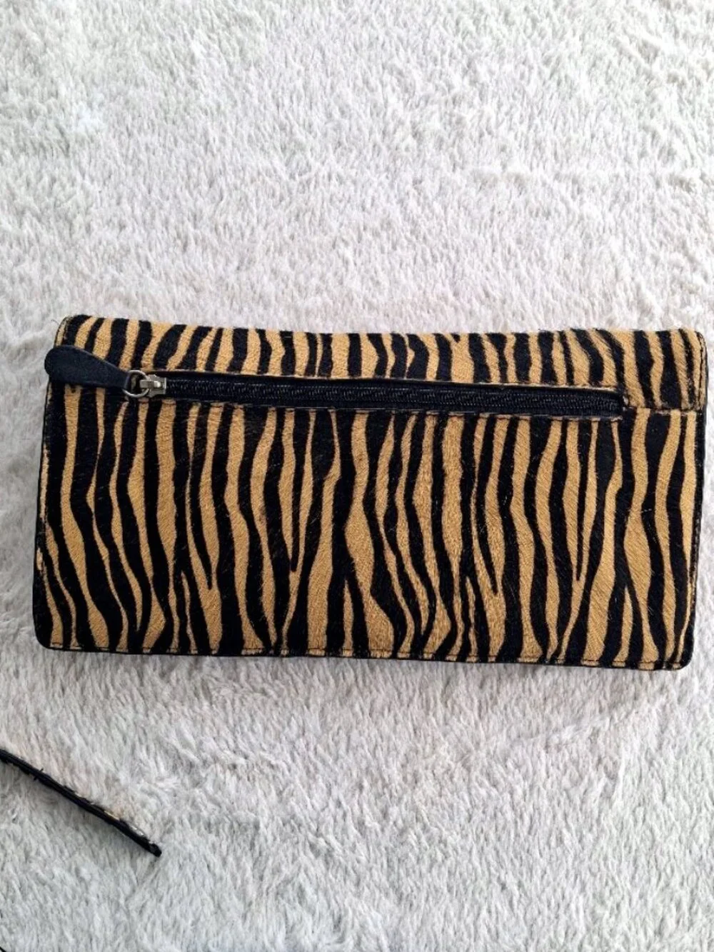 Kate Landry Genuine Calf Hair Animal Print Shoulder Bag Silver Bar Y2K Style